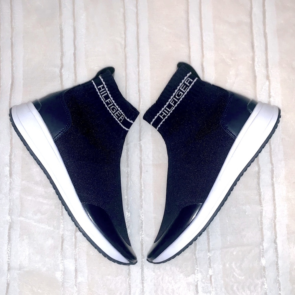 Tommy Hilfiger Athletic High-Top Sock Sneakers (Navy Blue)